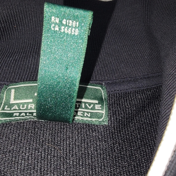 Lauren Ralph Lauren Black Zip Up Sweater with Sporty Stripes - Picture 4 of 10